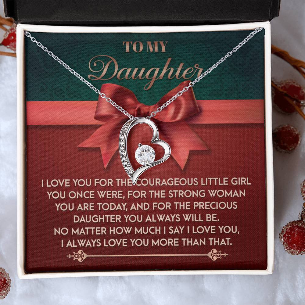 Daughter-Always Will Be Daughter-Saying A Word Forever Love Necklace for Daughter | Special Holiday Gift with Message Card