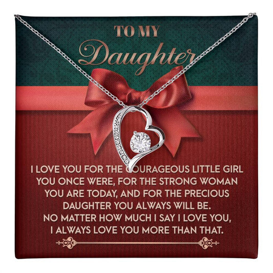 Daughter-Always Will Be Daughter-Saying A Word Forever Love Necklace for Daughter | Special Holiday Gift with Message Card