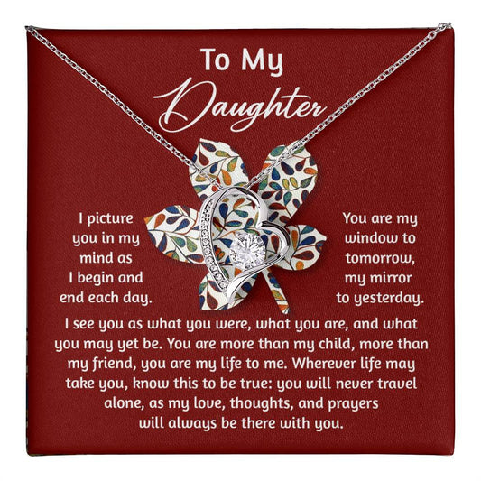 Daughter-To Be True Daughter-Saying A Word Forever Love Necklace for Daughter | Special Holiday Gift with Message Card