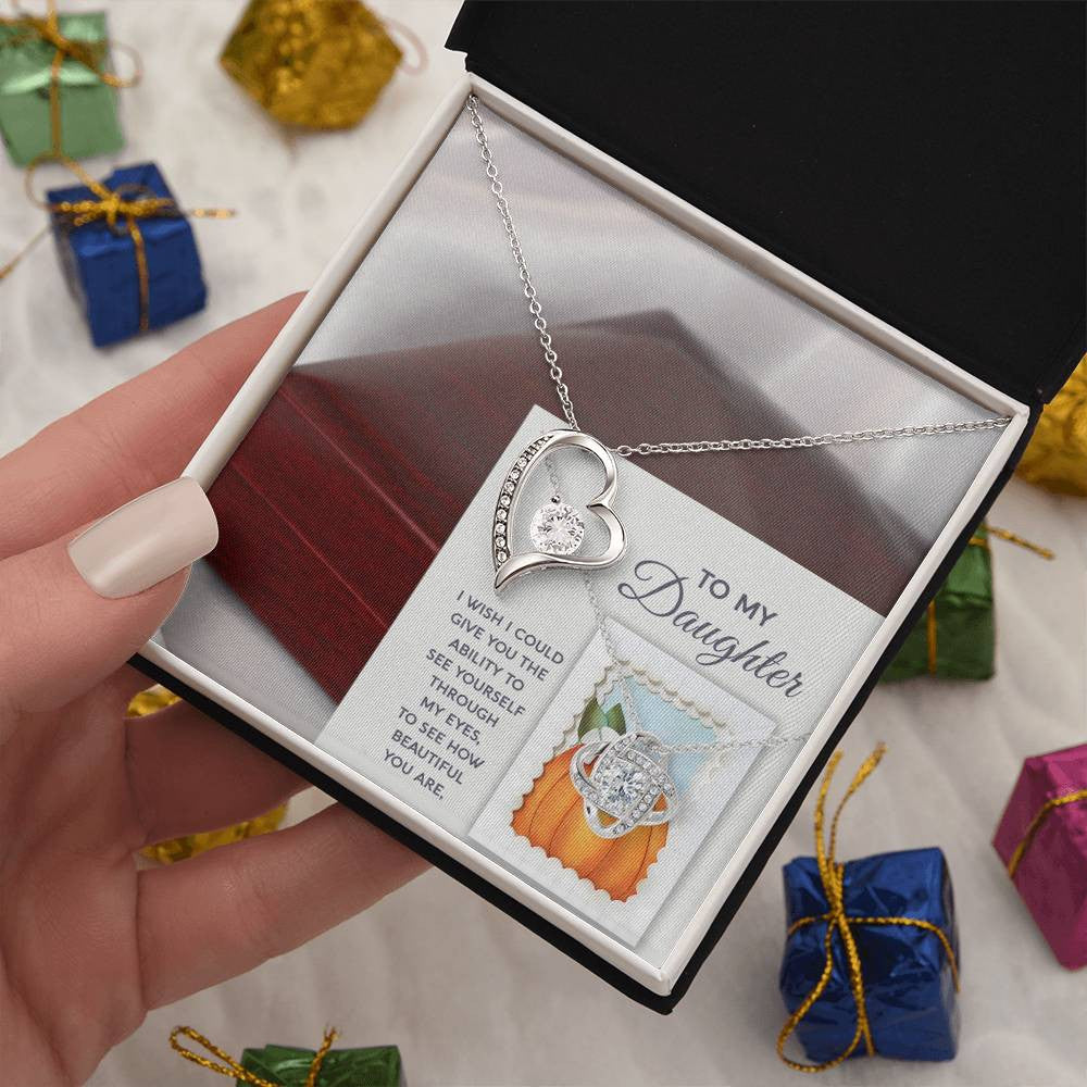 Daughter-How Special Daughter-Saying A Word Forever Love Necklace for Daughter | Special Holiday Gift with Message Card