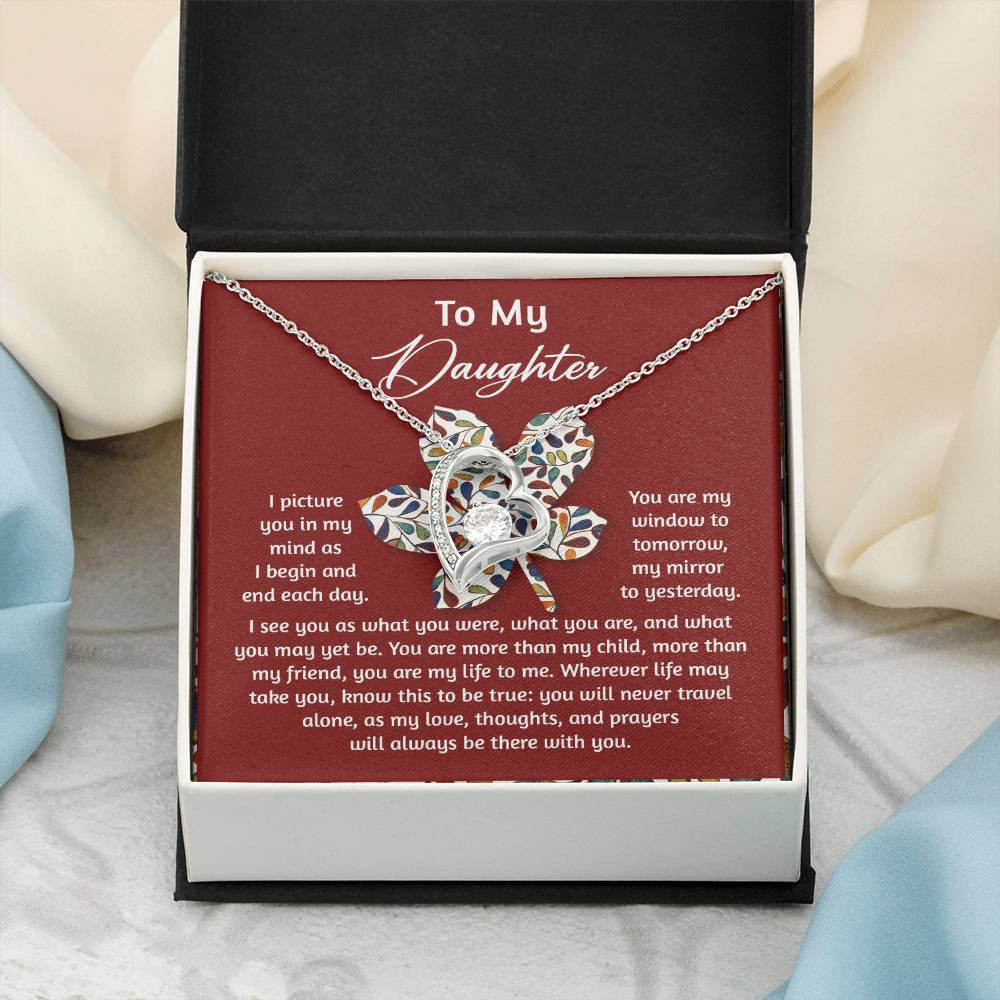 Daughter-To Be True Daughter-Saying A Word Forever Love Necklace for Daughter | Special Holiday Gift with Message Card