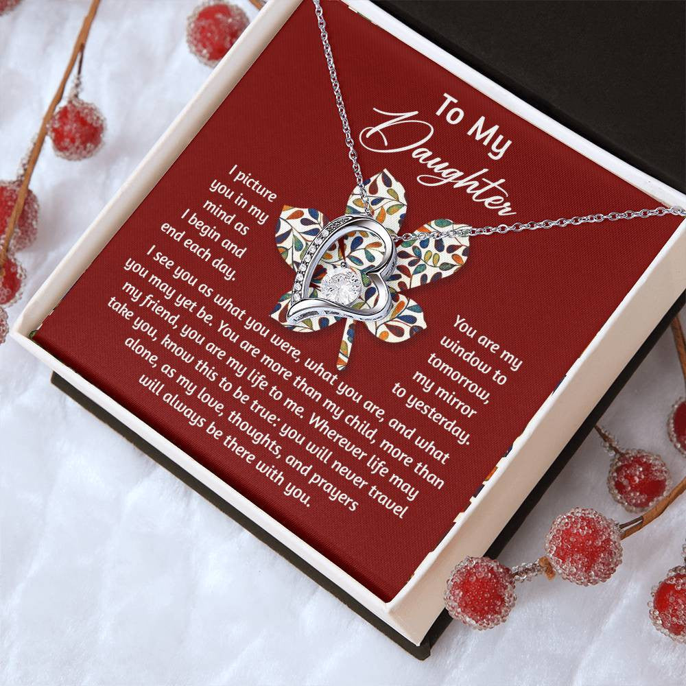 Daughter-To Be True Daughter-Saying A Word Forever Love Necklace for Daughter | Special Holiday Gift with Message Card