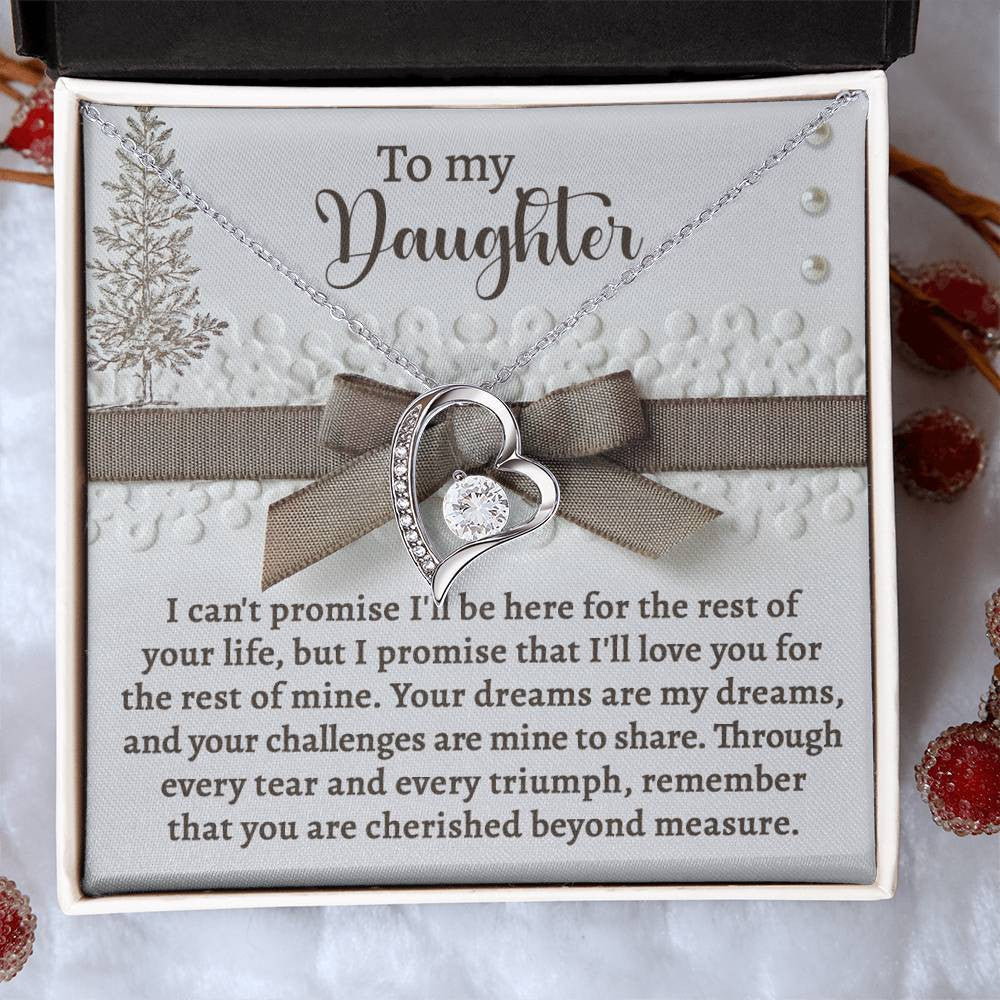 To My Daughter Necklace, Forever Love Jewelry, Personalized Message Card, Gift for Daughters, Keepsake Jewelry, Love Necklace Daughter-Mine To Share Forever Love Necklace for Daughter | Special Holiday Gift with Message Card