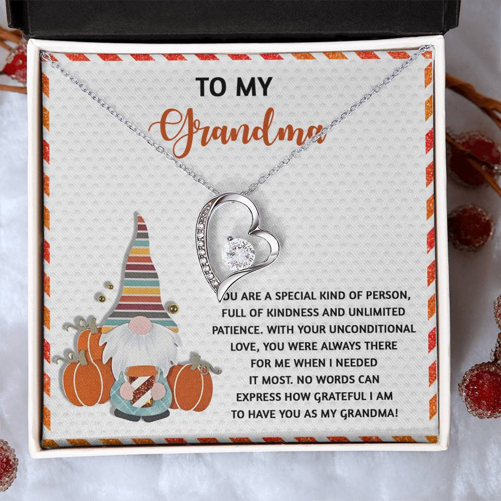 To My Grandma-Sentimental Love Necklace, Grandma Jewelry, Holiday Gift for Grandma with Message Card, Forever Love Necklace