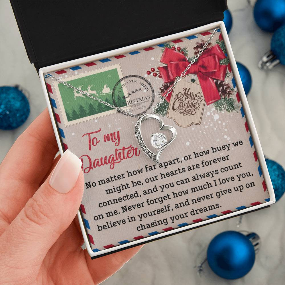 Christmas Necklace for Daughter | Forever Connected with Love Message