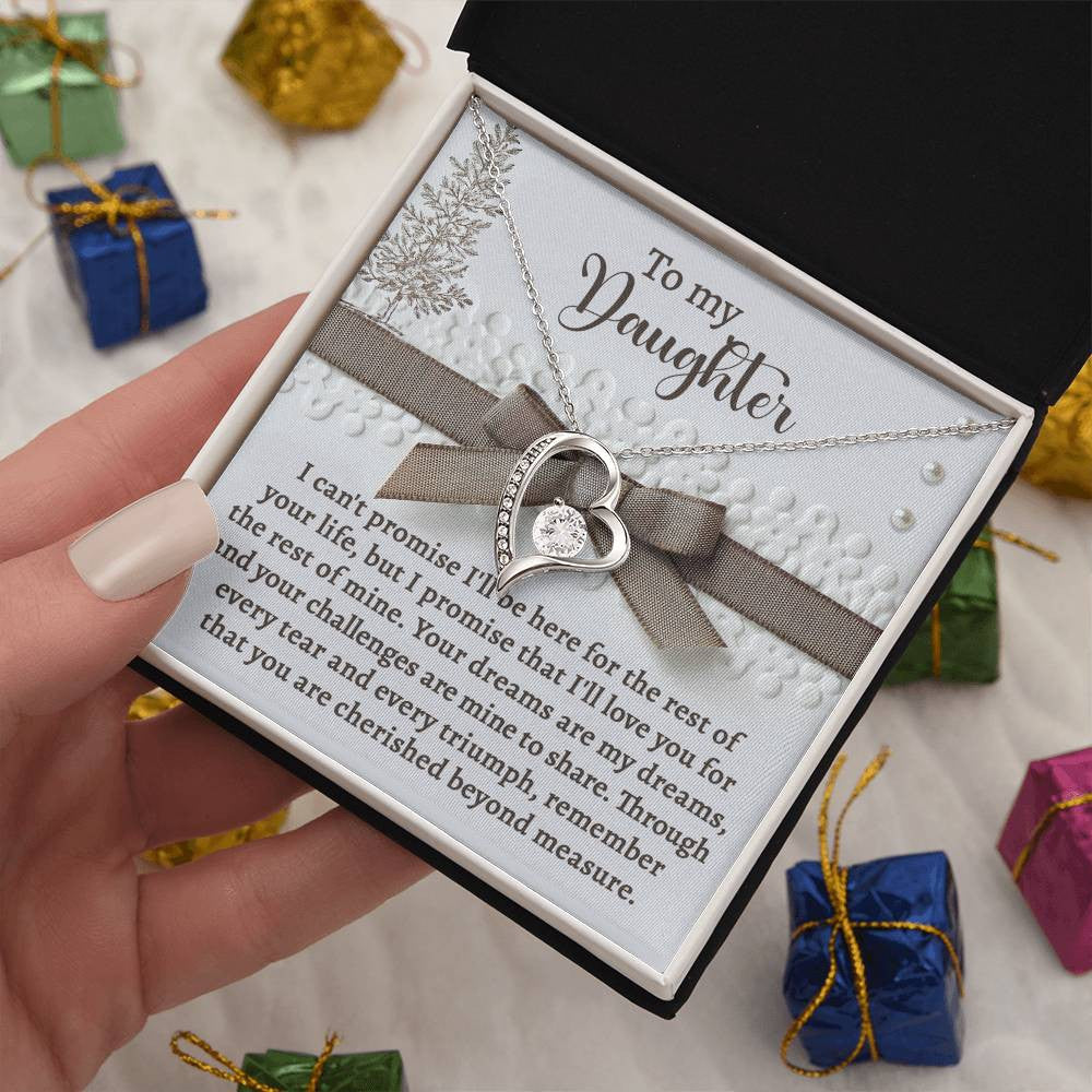 To My Daughter Necklace, Forever Love Jewelry, Personalized Message Card, Gift for Daughters, Keepsake Jewelry, Love Necklace Daughter-Mine To Share Forever Love Necklace for Daughter | Special Holiday Gift with Message Card