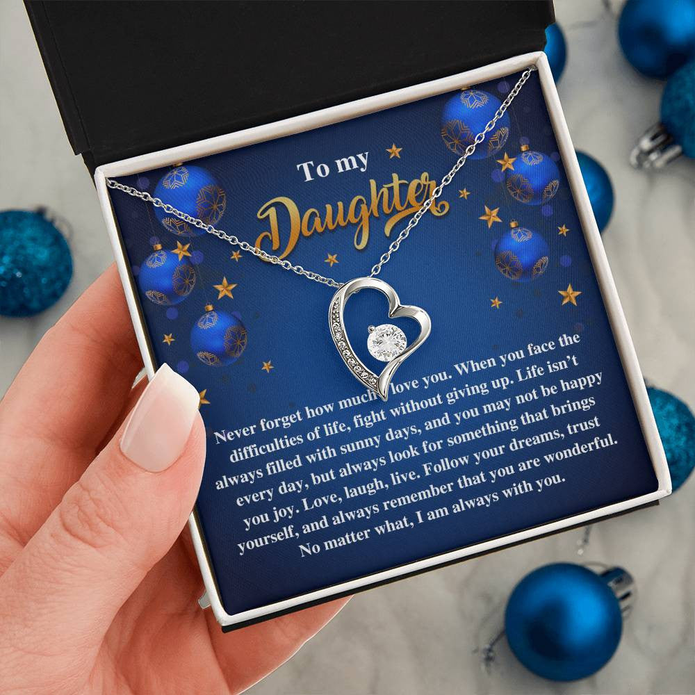 To My Daughter Necklace, Forever Love Jewelry, Personalized Message Card, Gift for Daughters, Keepsake Jewelry, Love Necklace