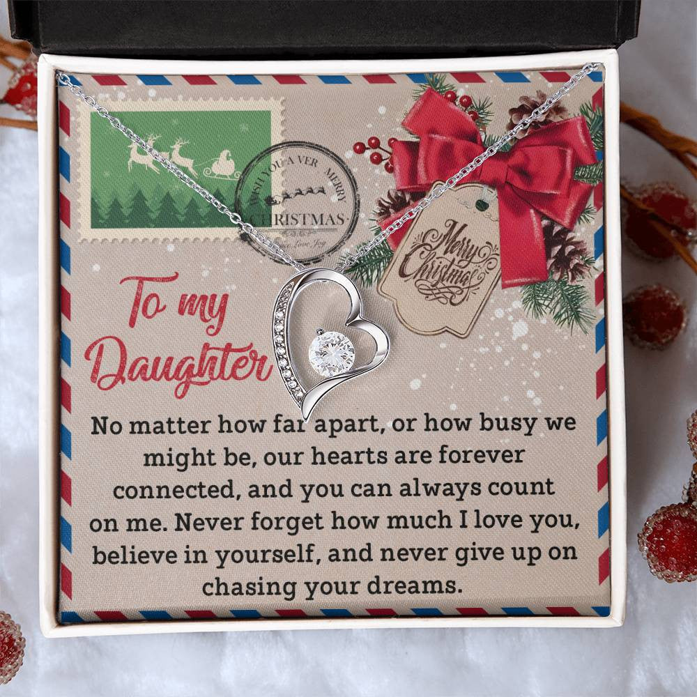 Christmas Necklace for Daughter | Forever Connected with Love Message