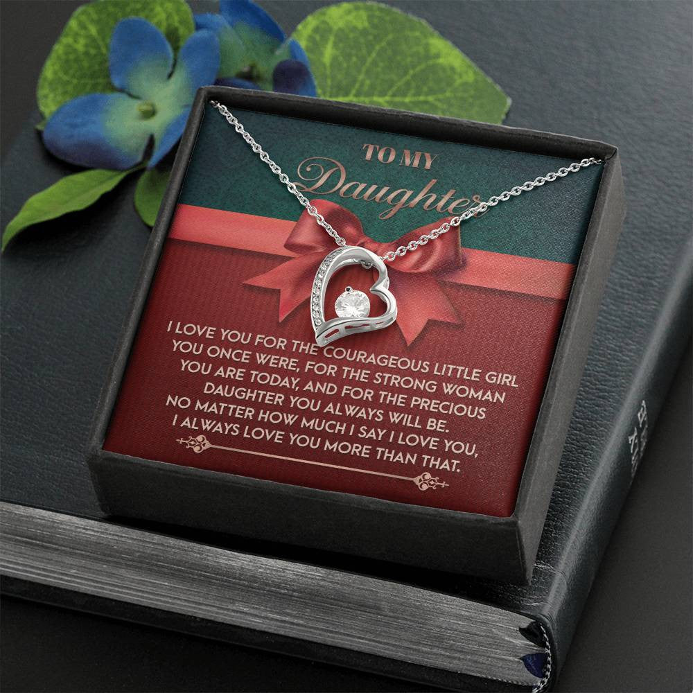 Daughter-Always Will Be Daughter-Saying A Word Forever Love Necklace for Daughter | Special Holiday Gift with Message Card