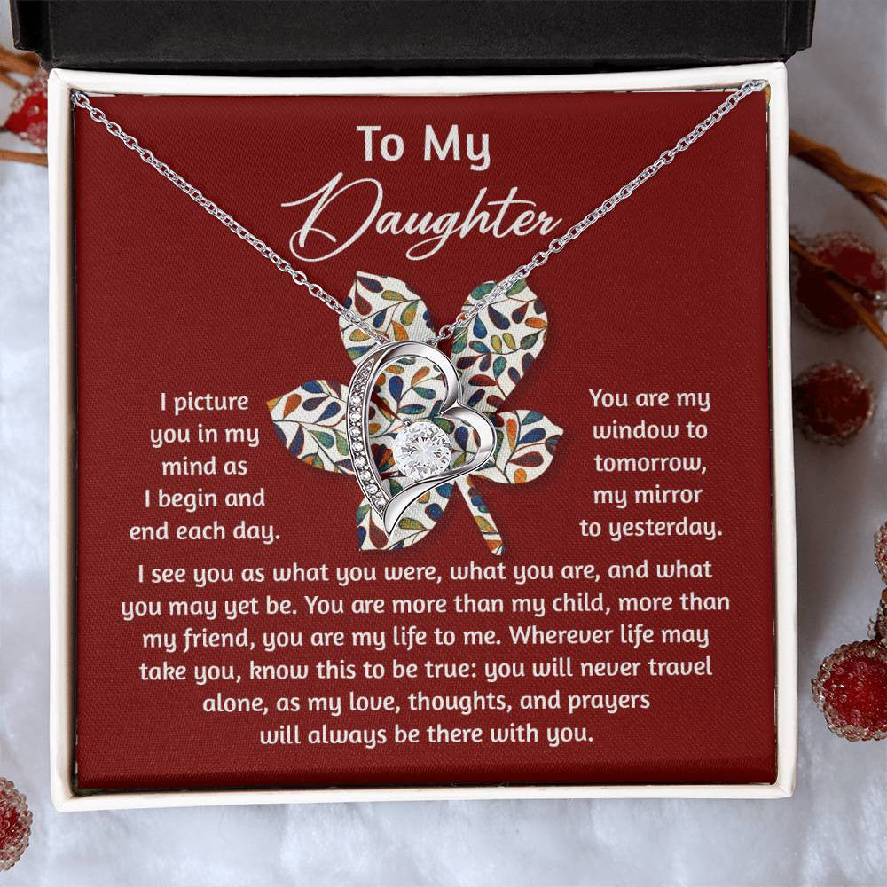 Daughter-To Be True Daughter-Saying A Word Forever Love Necklace for Daughter | Special Holiday Gift with Message Card