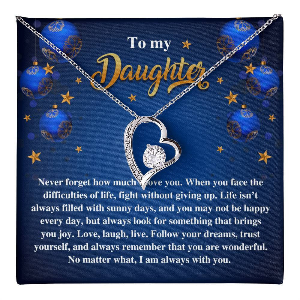 Daughter-Sunny Days Daughter-Saying A Word Forever Love Necklace for Daughter | Special Holiday Gift with Message Card