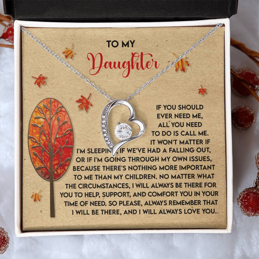 Daughter-Always Love You Daughter-Saying A Word Forever Love Necklace for Daughter | Special Holiday Gift with Message Card