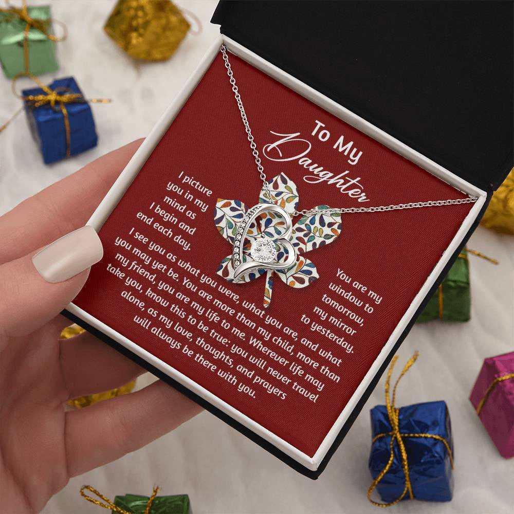 Daughter-To Be True Daughter-Saying A Word Forever Love Necklace for Daughter | Special Holiday Gift with Message Card