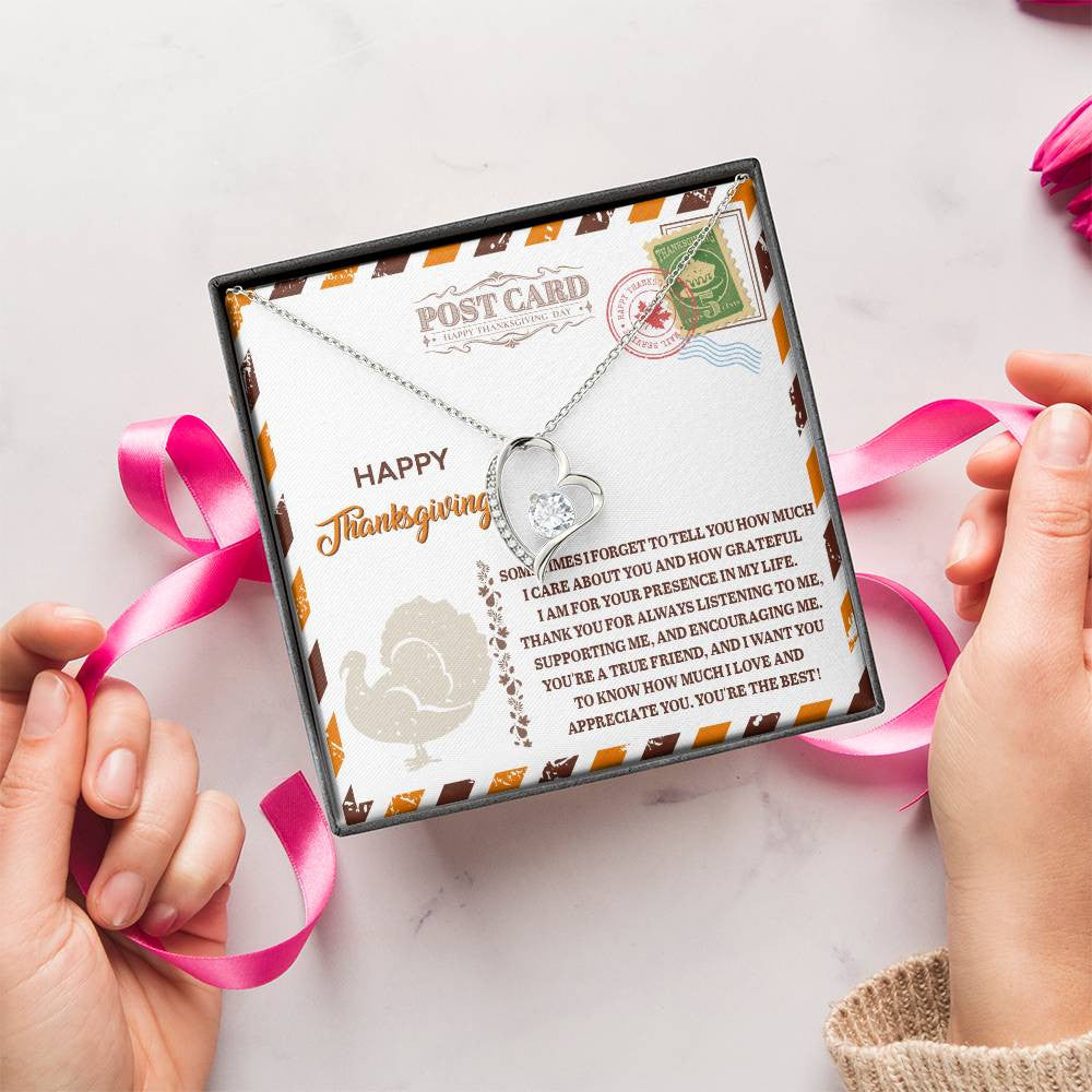 Thanksgiving-A True Friend Daughter-Saying A Word Forever Love Necklace for Daughter | Special Holiday Gift with Message Card