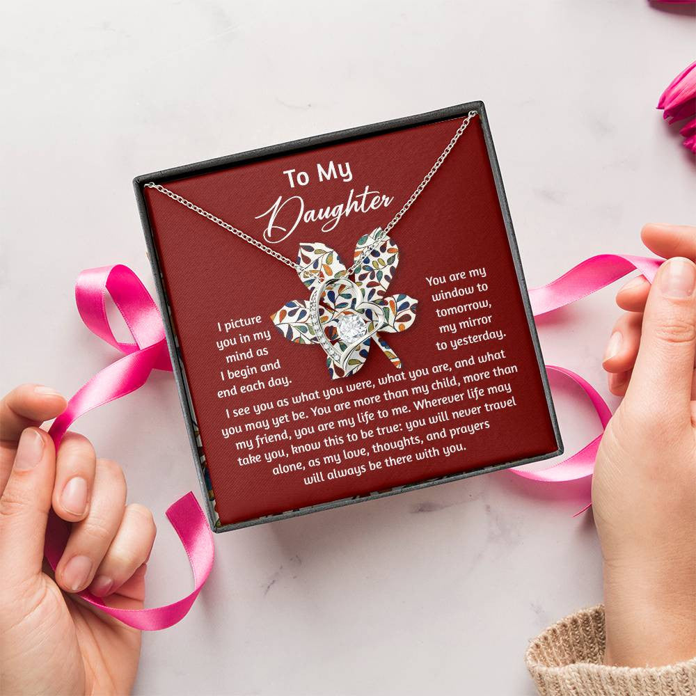 Daughter-To Be True Daughter-Saying A Word Forever Love Necklace for Daughter | Special Holiday Gift with Message Card