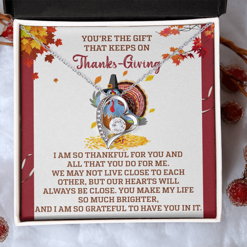 Thanksgiving-Always Be Close Forever Love Necklace for Daughter | Special Holiday Gift with Message Card