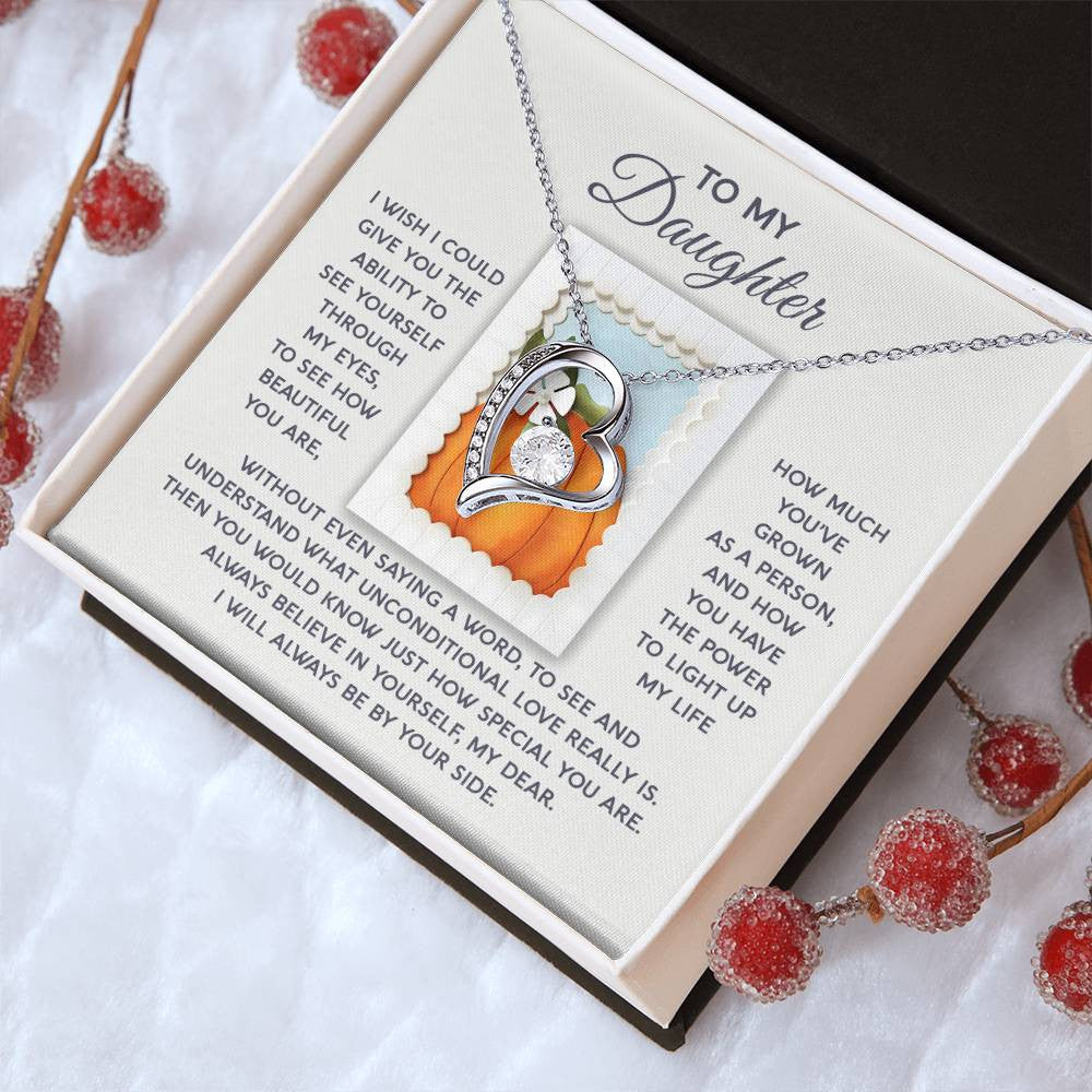 Daughter-How Special Daughter-Saying A Word Forever Love Necklace for Daughter | Special Holiday Gift with Message Card