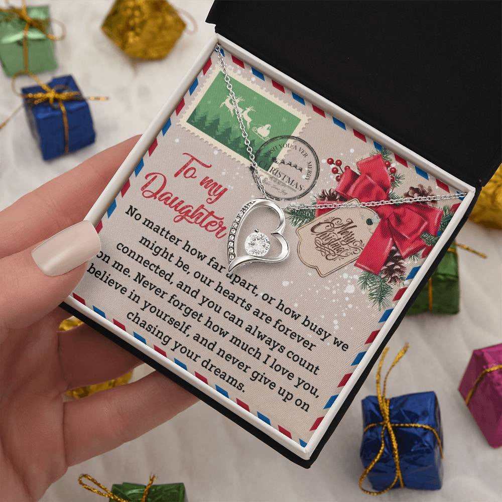 Christmas Necklace for Daughter | Forever Connected with Love Message