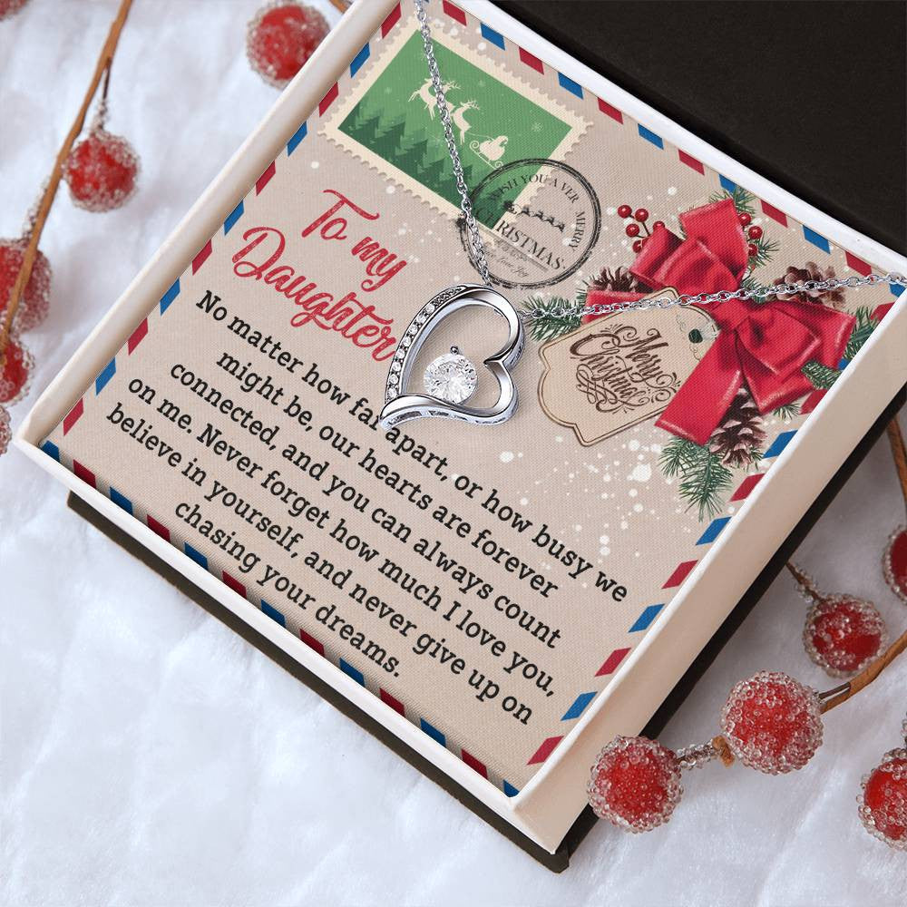 Christmas Necklace for Daughter | Forever Connected with Love Message