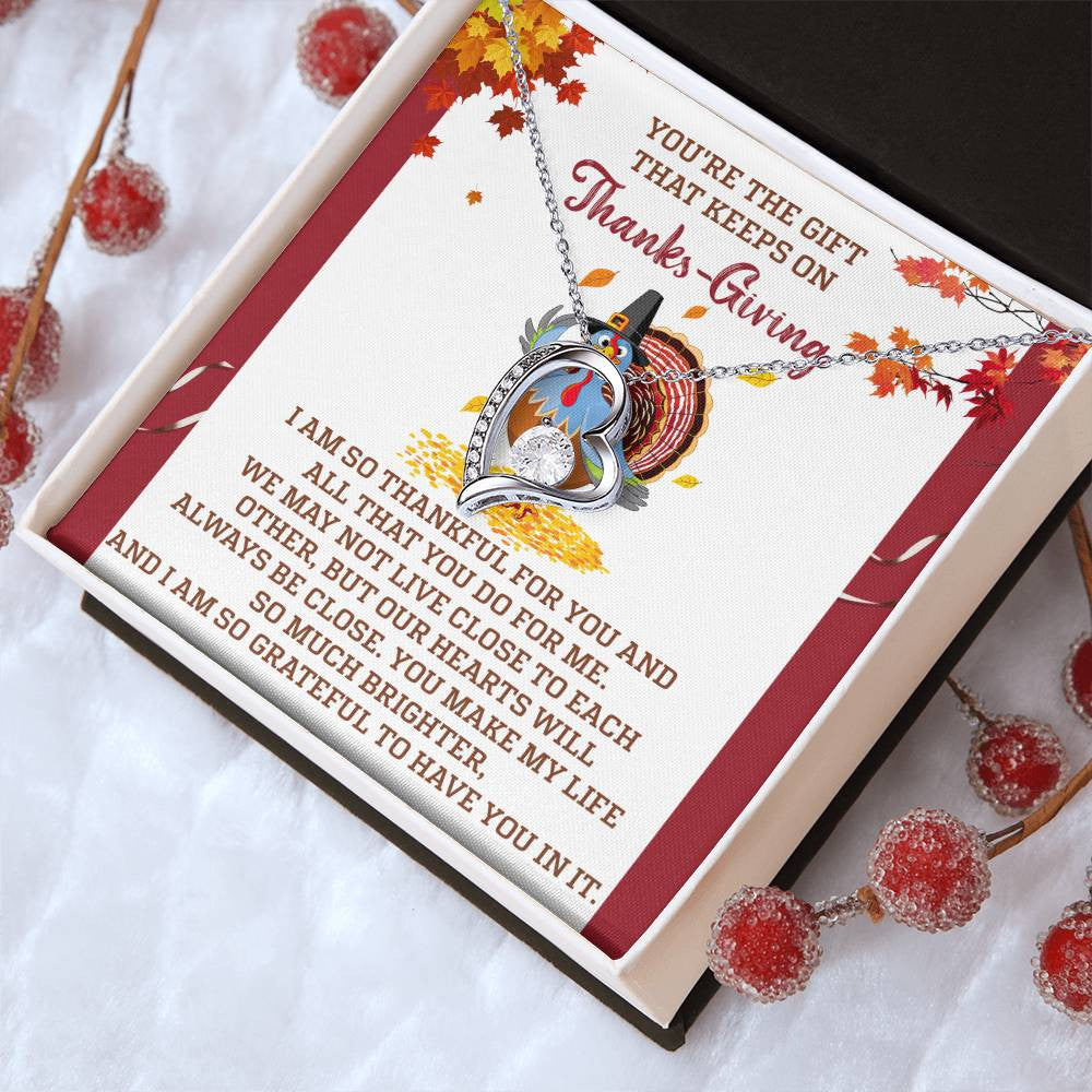 Thanksgiving-Always Be Close Forever Love Necklace for Daughter | Special Holiday Gift with Message Card