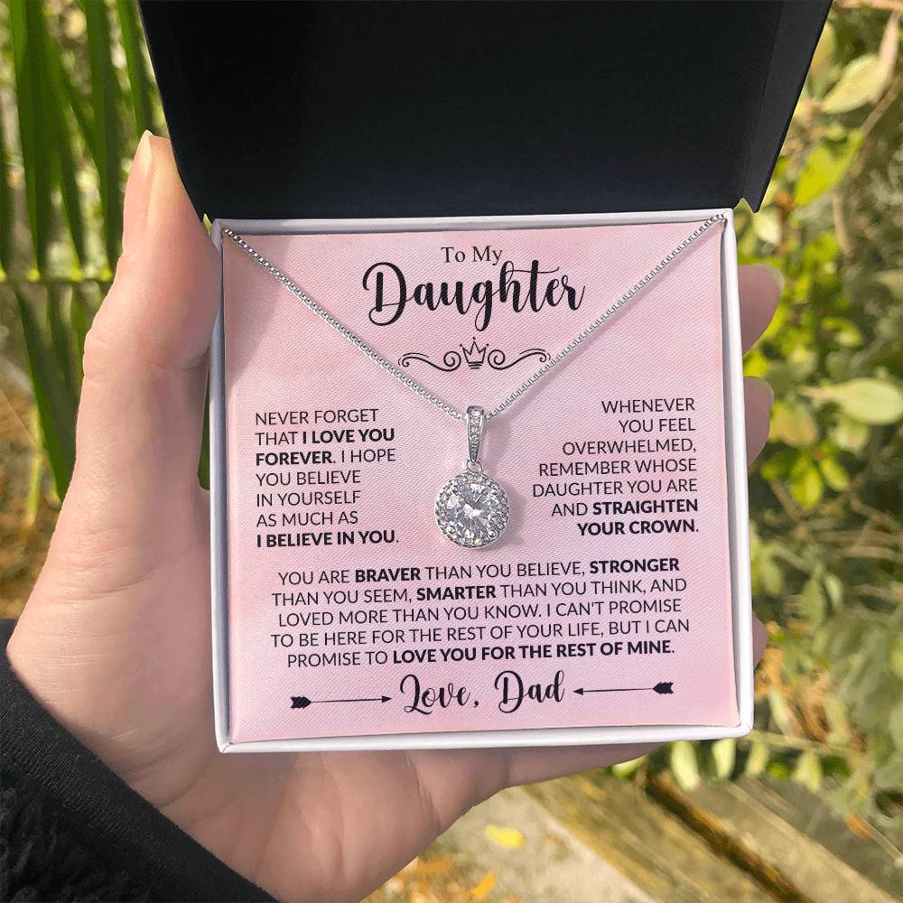 To My Daughter Necklace, Xmas Jewelry, Sentimental Gift for Daughter from Dad, Birthday & Valentine's Gift, Eternal Hope Necklace