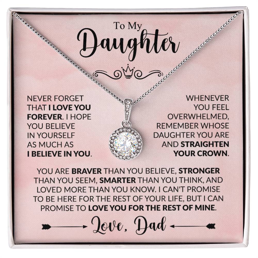 To My Daughter Necklace, Xmas Jewelry, Sentimental Gift for Daughter from Dad, Birthday & Valentine's Gift, Eternal Hope Necklace