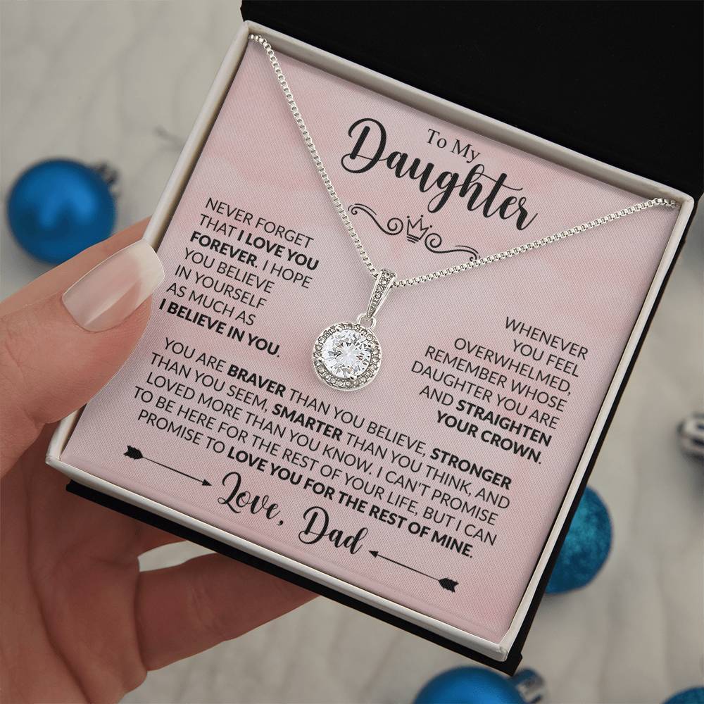 To My Daughter Necklace, Xmas Jewelry, Sentimental Gift for Daughter from Dad, Birthday & Valentine's Gift, Eternal Hope Necklace