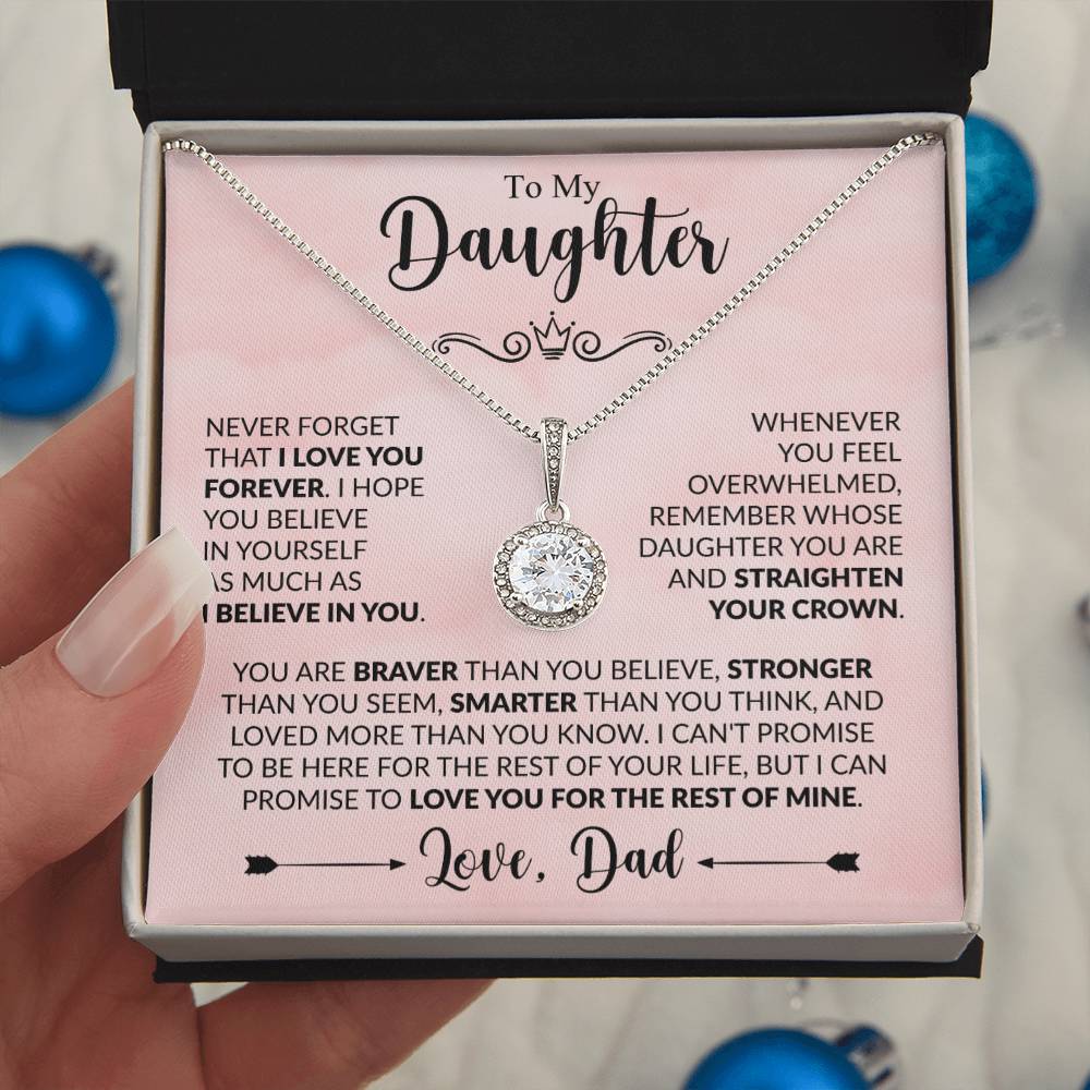 To My Daughter Necklace, Xmas Jewelry, Sentimental Gift for Daughter from Dad, Birthday & Valentine's Gift, Eternal Hope Necklace