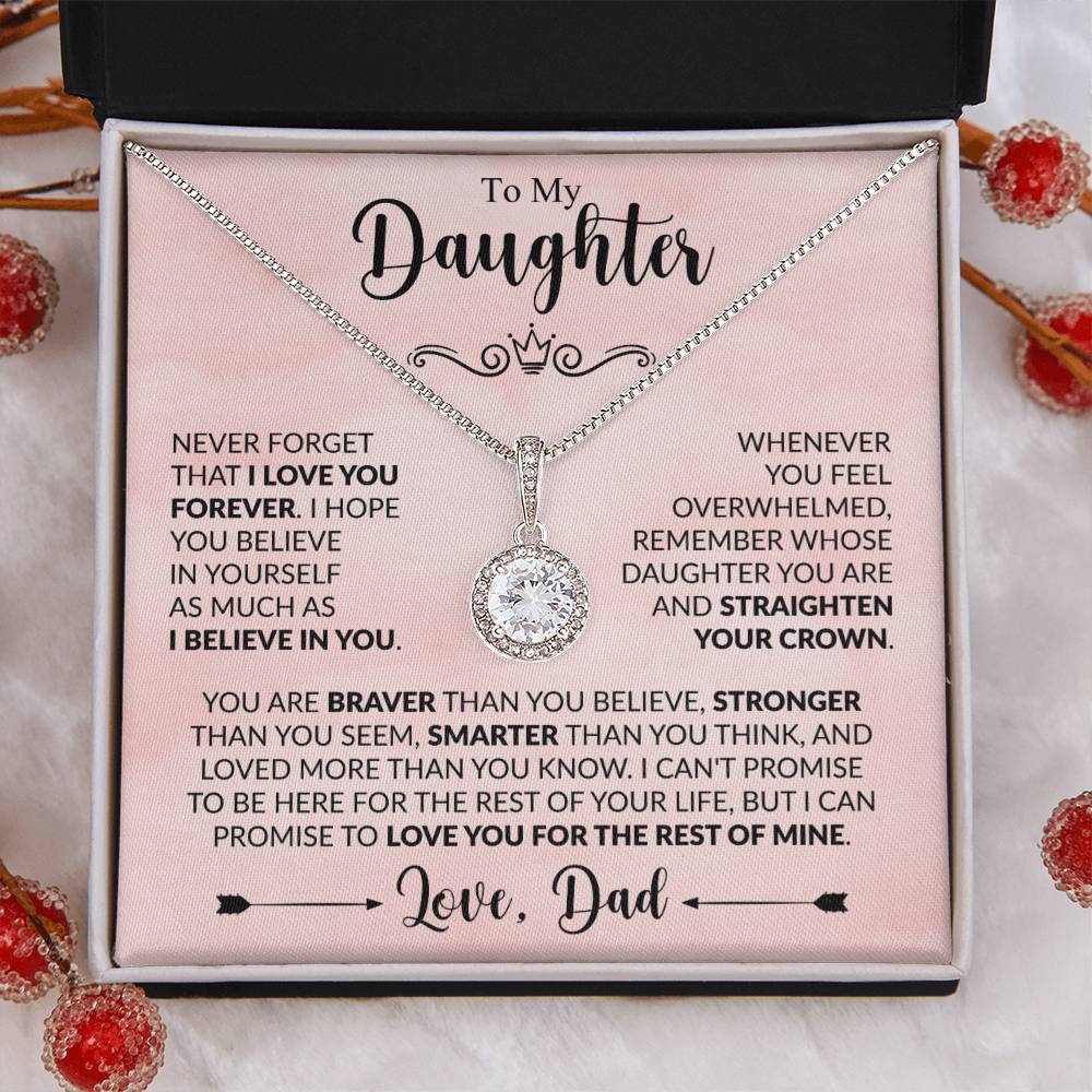 To My Daughter Necklace, Xmas Jewelry, Sentimental Gift for Daughter from Dad, Birthday & Valentine's Gift, Eternal Hope Necklace