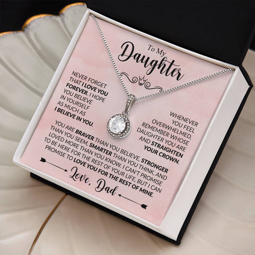 To My Daughter Necklace, Xmas Jewelry, Sentimental Gift for Daughter from Dad, Birthday & Valentine's Gift, Eternal Hope Necklace