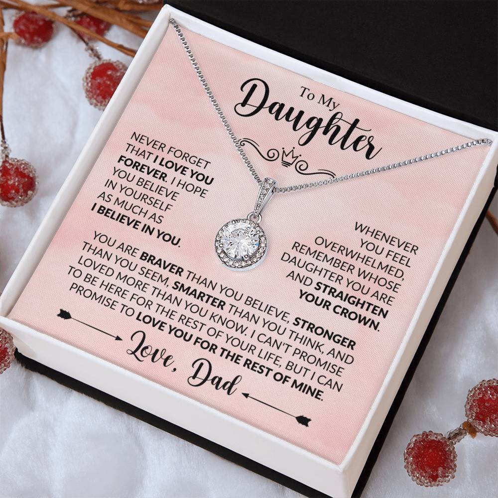 To My Daughter Necklace, Xmas Jewelry, Sentimental Gift for Daughter from Dad, Birthday & Valentine's Gift, Eternal Hope Necklace