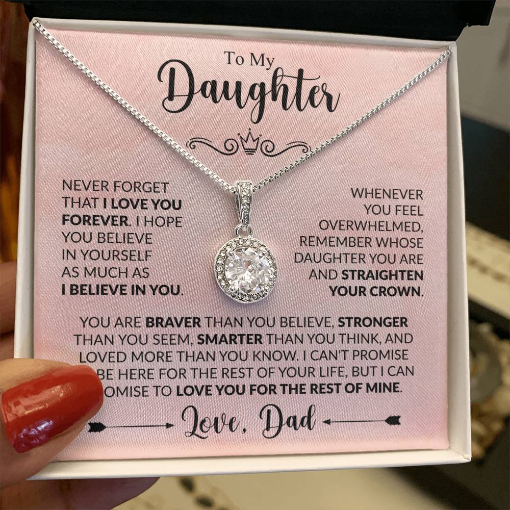 To My Daughter Necklace, Xmas Jewelry, Sentimental Gift for Daughter from Dad, Birthday & Valentine's Gift, Eternal Hope Necklace