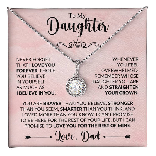 To My Daughter Necklace, Xmas Jewelry, Sentimental Gift for Daughter from Dad, Birthday & Valentine's Gift, Eternal Hope Necklace