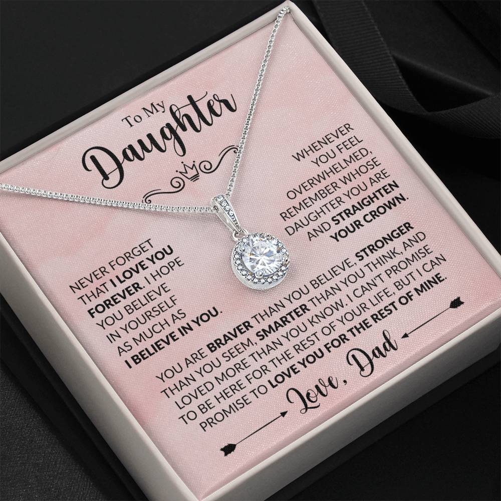 To My Daughter Necklace, Xmas Jewelry, Sentimental Gift for Daughter from Dad, Birthday & Valentine's Gift, Eternal Hope Necklace