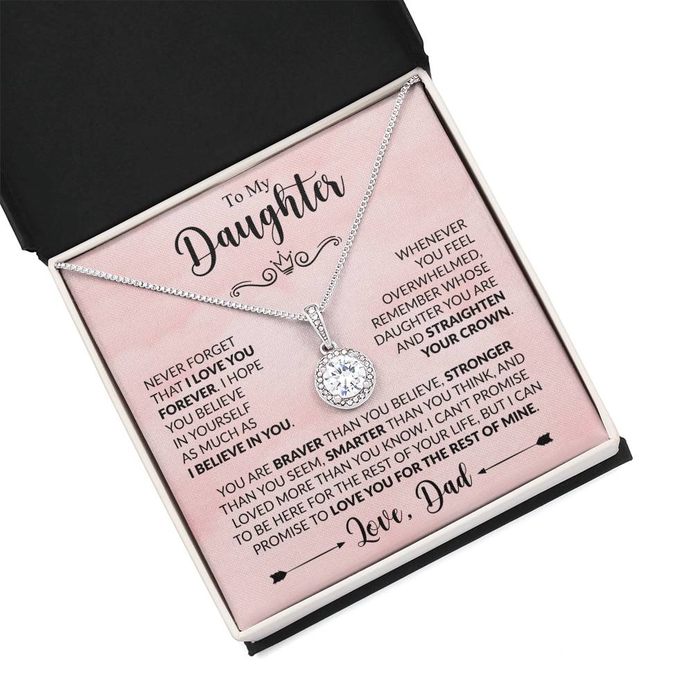 To My Daughter Necklace, Xmas Jewelry, Sentimental Gift for Daughter from Dad, Birthday & Valentine's Gift, Eternal Hope Necklace