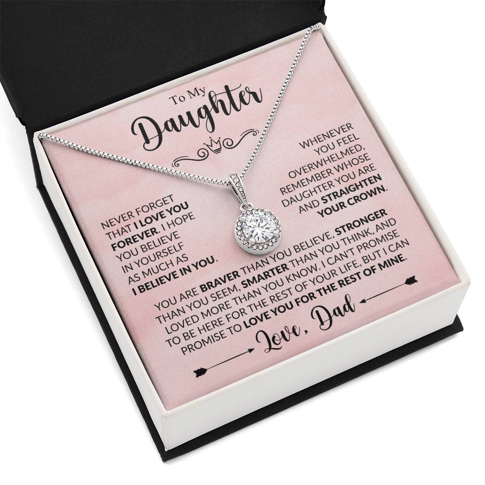 To My Daughter Necklace, Xmas Jewelry, Sentimental Gift for Daughter from Dad, Birthday & Valentine's Gift, Eternal Hope Necklace