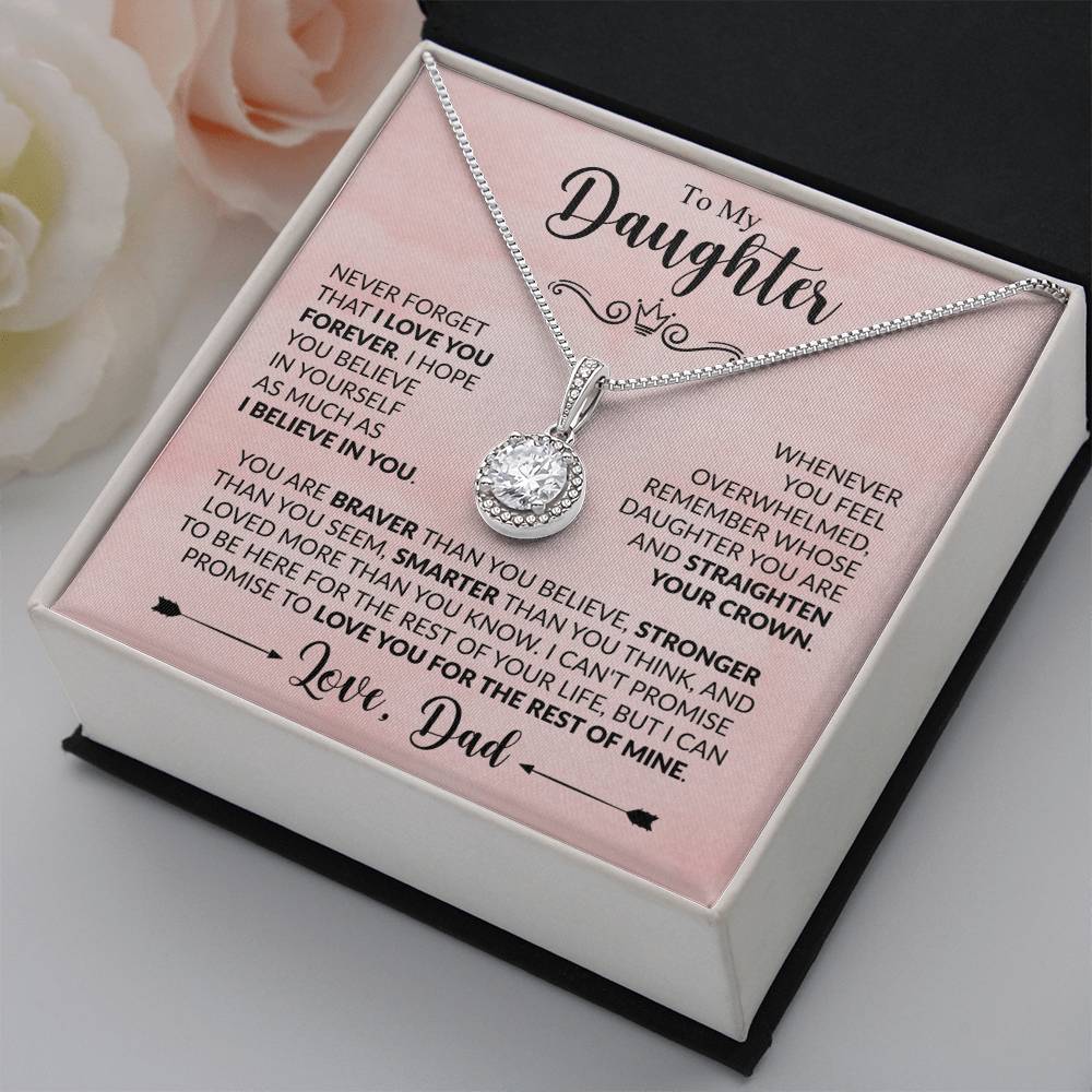 To My Daughter Necklace, Xmas Jewelry, Sentimental Gift for Daughter from Dad, Birthday & Valentine's Gift, Eternal Hope Necklace