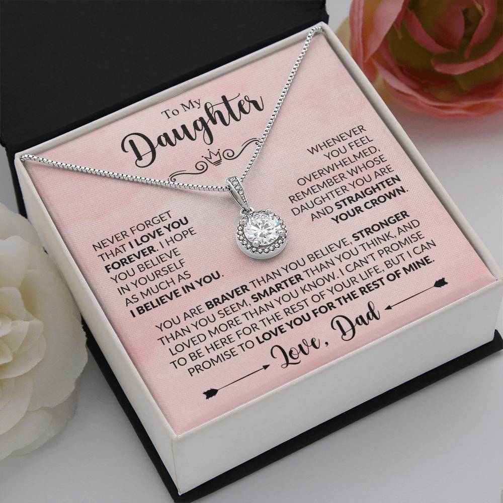 To My Daughter Necklace, Xmas Jewelry, Sentimental Gift for Daughter from Dad, Birthday & Valentine's Gift, Eternal Hope Necklace