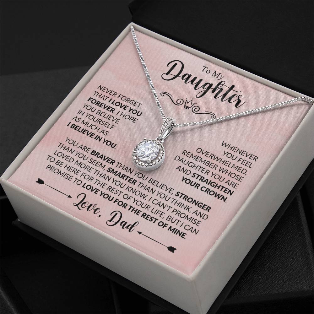 To My Daughter Necklace, Xmas Jewelry, Sentimental Gift for Daughter from Dad, Birthday & Valentine's Gift, Eternal Hope Necklace