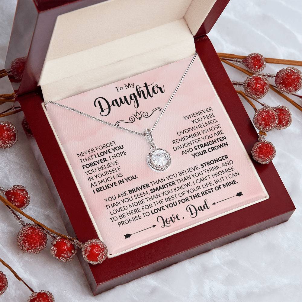 To My Daughter Necklace, Xmas Jewelry, Sentimental Gift for Daughter from Dad, Birthday & Valentine's Gift, Eternal Hope Necklace