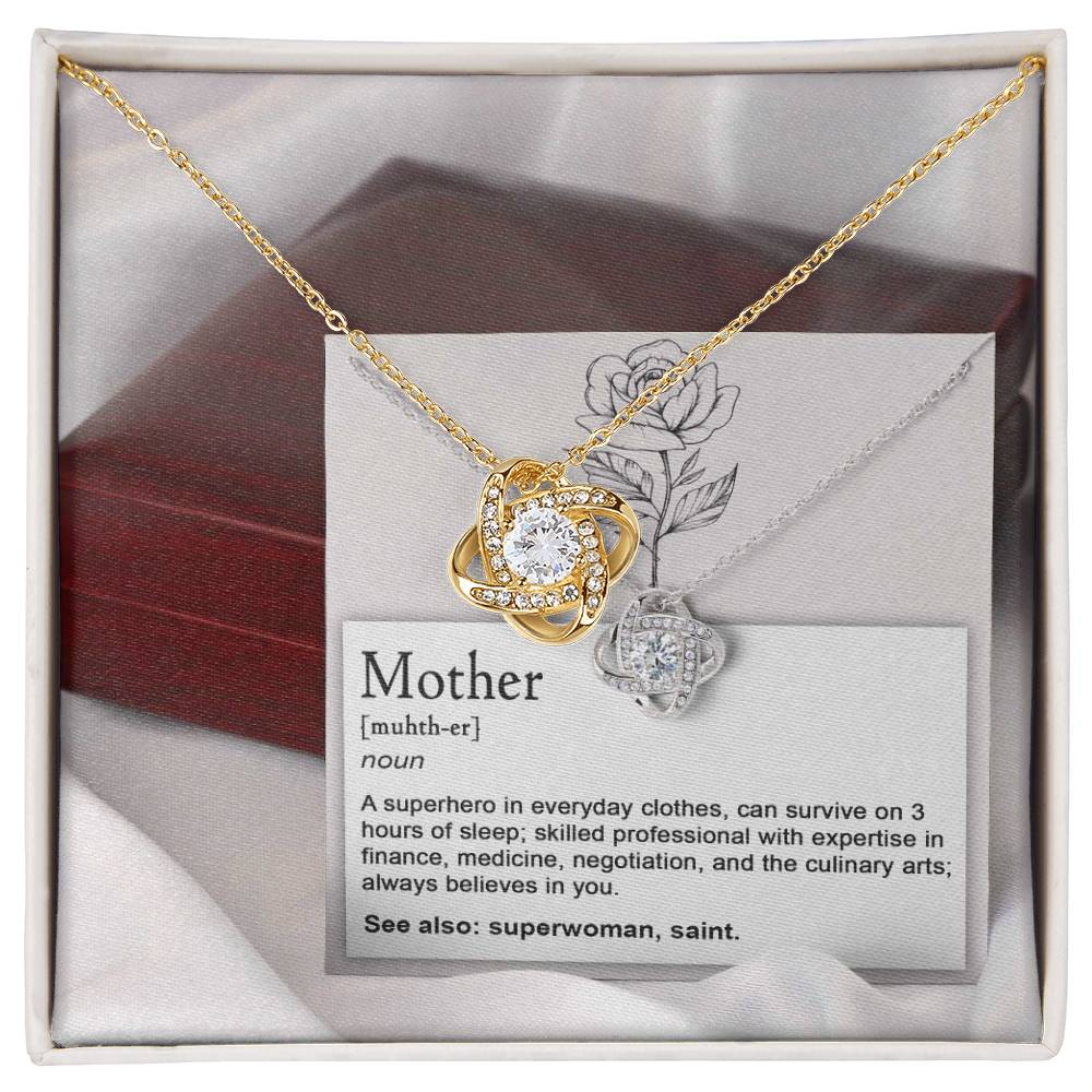 Mom-Superhero Love Knot Necklace.