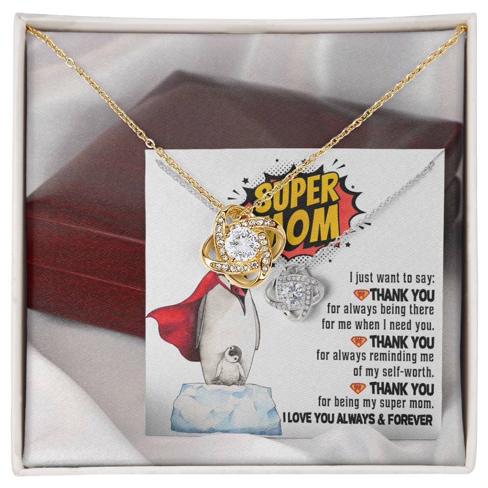 Mom-Super Mom Love Knot Necklace.