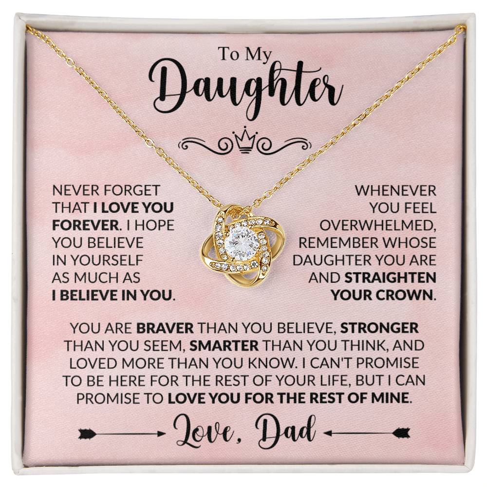 To My Daughter Xmas Necklace, Love Knot Jewelry, Birthday & Valentine's Gift from Father, Dad to Daughter Jewelry, Sentimental Gift