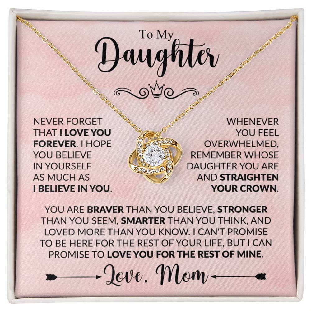 To My Daughter Necklace, Love Knot Gift, Xmas Jewel From Mom, Birthday & Valentine's, Daughter Jewelry, Gift From Mother