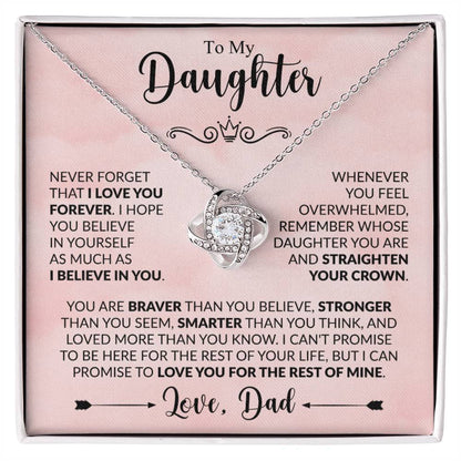 To My Daughter Xmas Necklace, Love Knot Jewelry, Birthday & Valentine's Gift from Father, Dad to Daughter Jewelry, Sentimental Gift