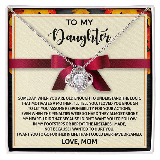 To My Daughter-Further In Life Love Knot Necklace Love Mom