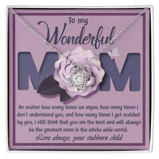 Mom-The Greatest Mom (1) Love Knot Necklace.