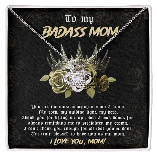 To My Badass Mom Necklace, Heart Necklace with Message Card, Forever Love Necklace, Gift From Son or Daughter, Mother's Day, Anniversary