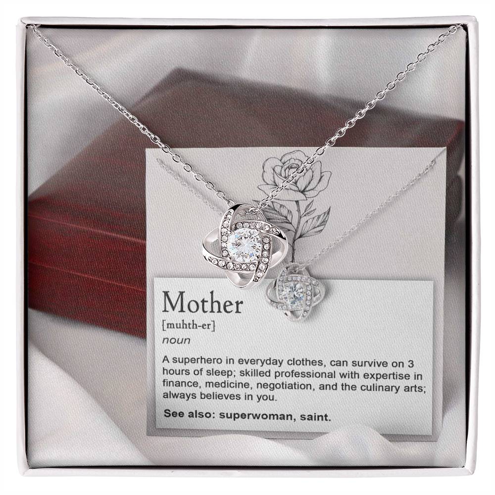 Mom-Superhero Love Knot Necklace.