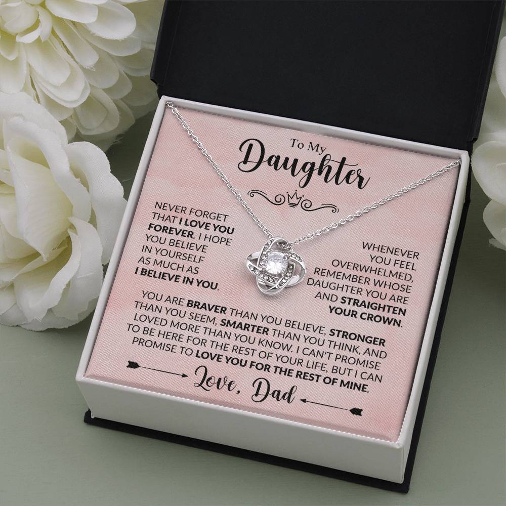 To My Daughter Xmas Necklace, Love Knot Jewelry, Birthday & Valentine's Gift from Father, Dad to Daughter Jewelry, Sentimental Gift